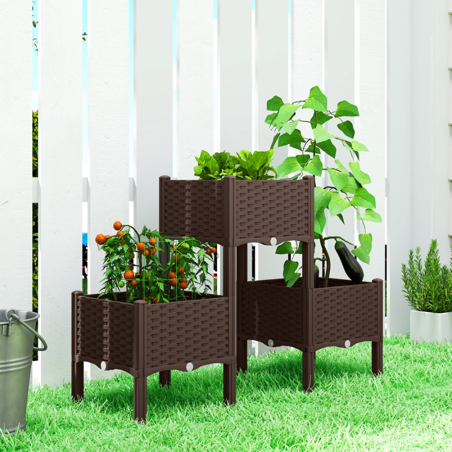 Self Watering Planter - Canteiro elevado de plástico com pés,